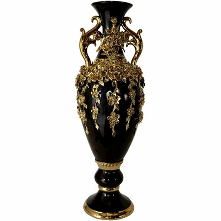 AFD HOME Golden Floret Jeweled Vase, Black 11073299